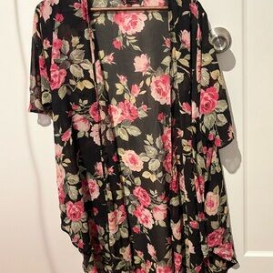 Torrid Black Floral Kimono